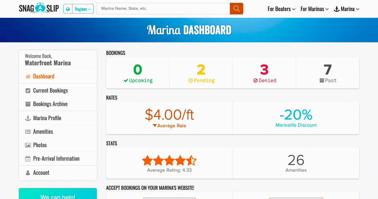 Marina Portal - Bookings - Snag-A-Slip - Marina Updates