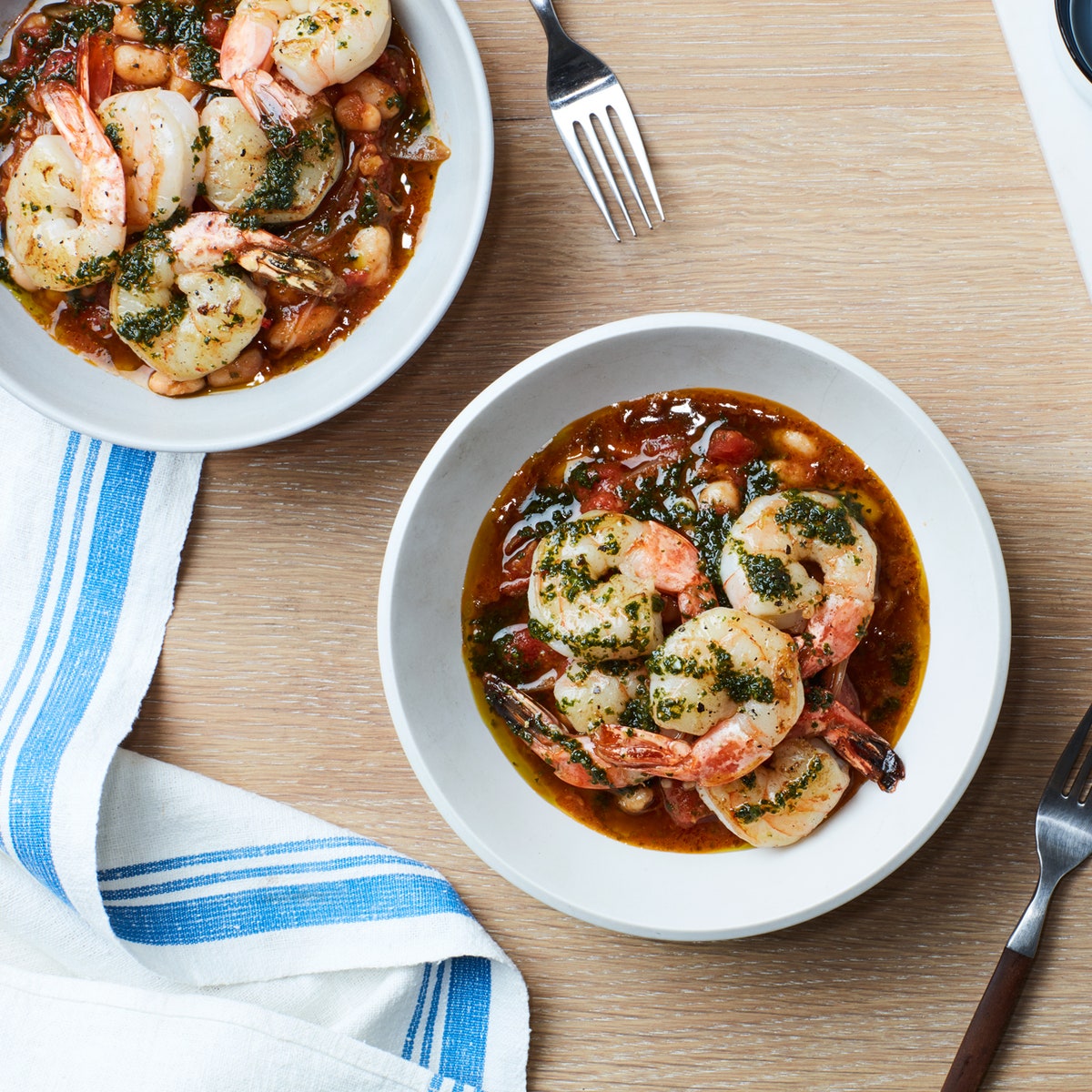 Shrimp with Herby White Beans and Tomatoes via https://www.epicurious.com/recipes-menus/one-pot-fish-seafood-dinners-friday-recipes-gallery | Fish Recipes | Snag-A-Slip